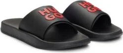 Slides with logo-branded straps- Black Men's Sandals size 9