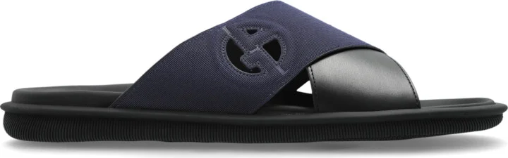 Slides With Logo, , Navy - Blue