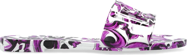 Slides With 'Majolica' Print, , - Purple