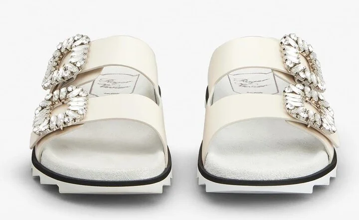 Slidy Viv' Crystal Buckle Leather Mules - Image 2