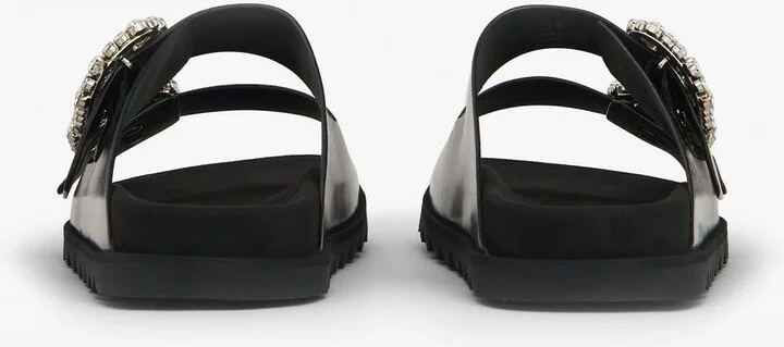 Slidy Viv' Crystal Buckle Leather Mules - Image 3