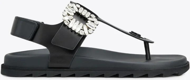 Slidy Viv' Crystal-Buckle Thong Sandals