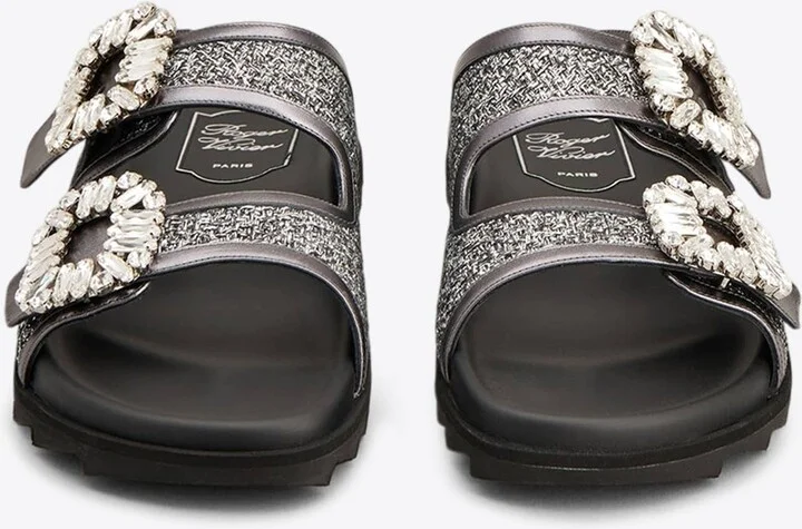 Slidy Viv' Metallic Lurex Slides - Image 2