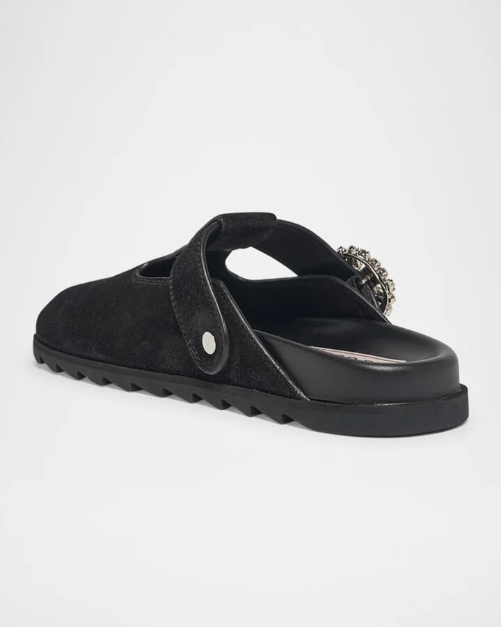 Slidy Viv Suede T-Strap Mules - Image 2