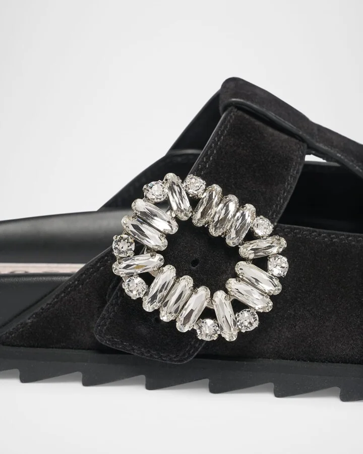 Slidy Viv Suede T-Strap Mules - Image 4