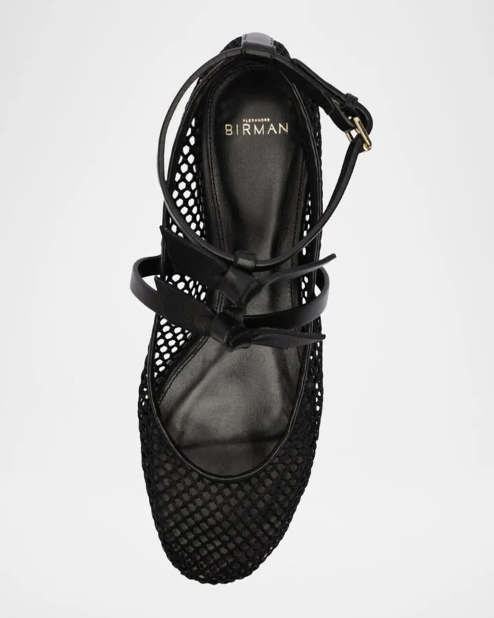 Slim Clarita Bow-Strap Fishnet Ballerina Flats - Image 8