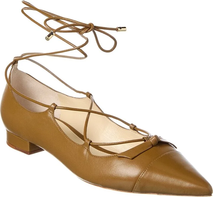 Slim Clarita Lace-Up Leather Flat