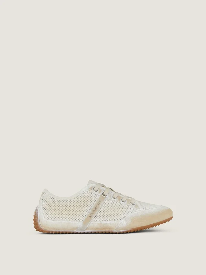 Slim sneakers in painted mesh and suede