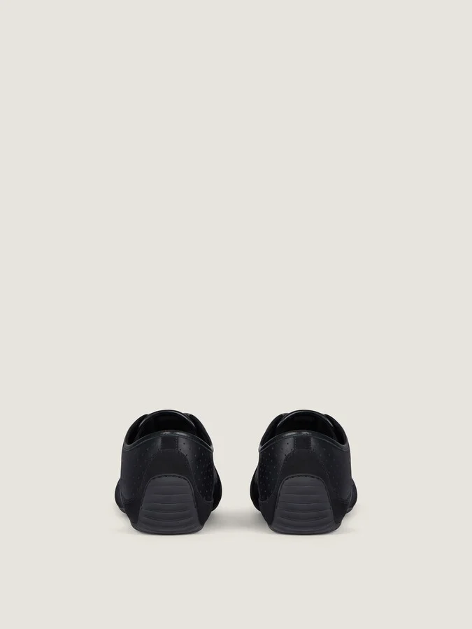 Slim sneakers in perforated leather and suede - Image 5