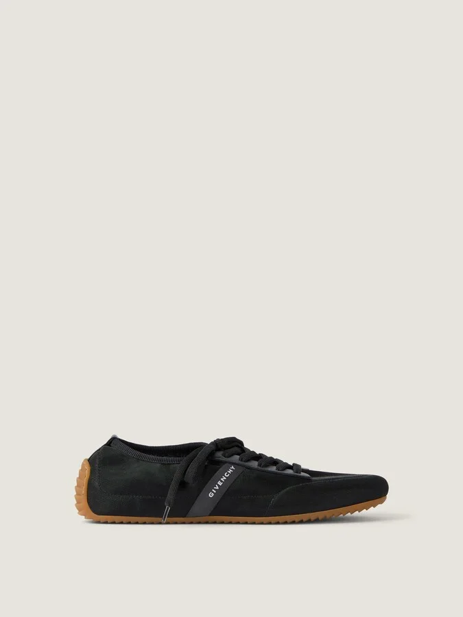 Slim sneakers in transparent mesh and leather
