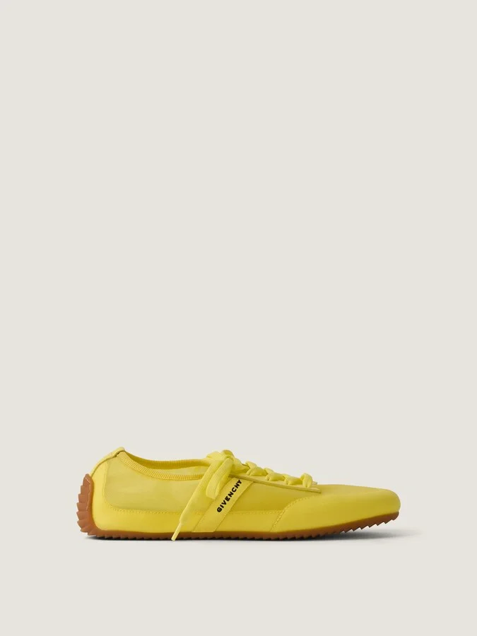 Slim sneakers in transparent mesh and leather