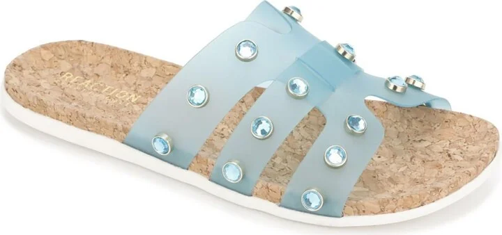 Slim Womens Embellished Cork Slide Sandals