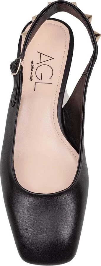 Sling-back Angie L Spike In Black Leather With Studs - Image 2