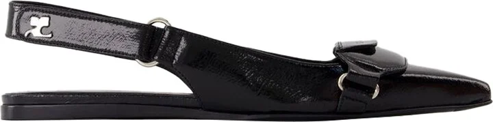 Sling Back Racer Vinyl - Courreges - Leather - Black