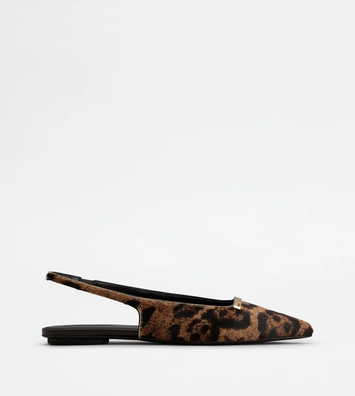 Slingback Ballerinas in Pony Effect Leather
