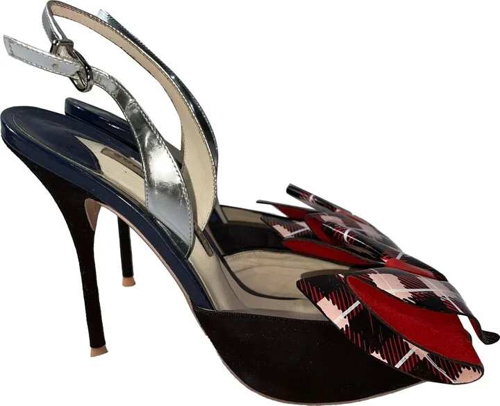 Slingback Bow Sandals in Multicolor Leather