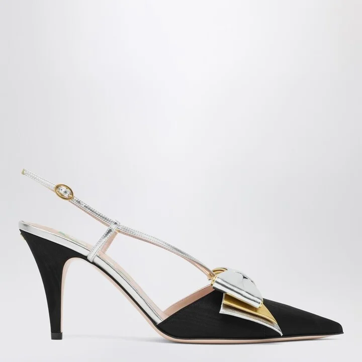 Slingback Bowow pumps black with bow