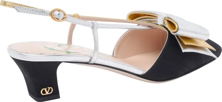 Slingback Decollete' Bowow In Moire' Tissue - Image 3