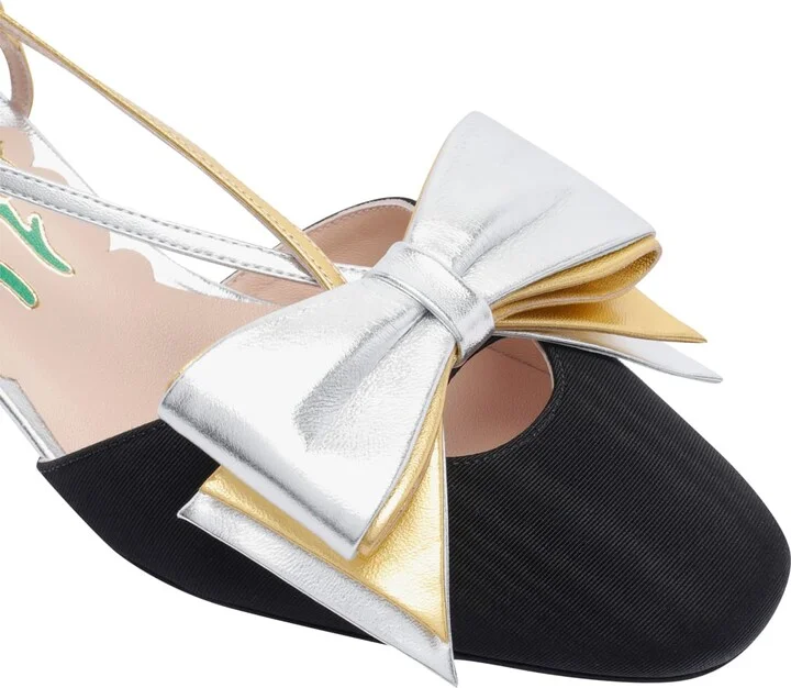 Slingback Decollete' Bowow In Moire' Tissue - Image 4