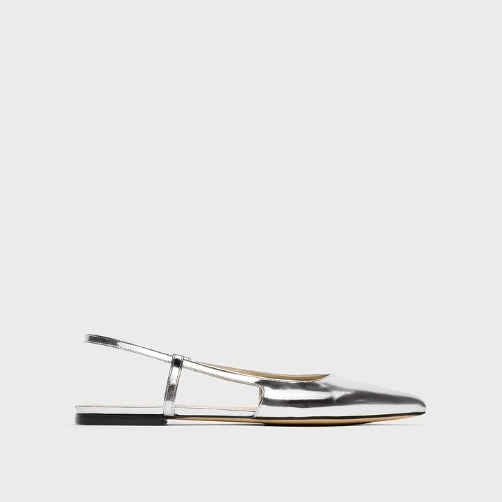 Slingback Flat in Metallic Leather - Image 2