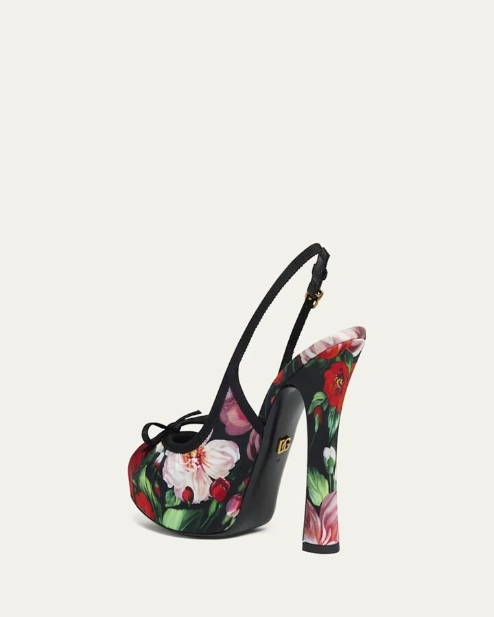 Slingback Floral Ballerina Stiletto Pumps - Image 3