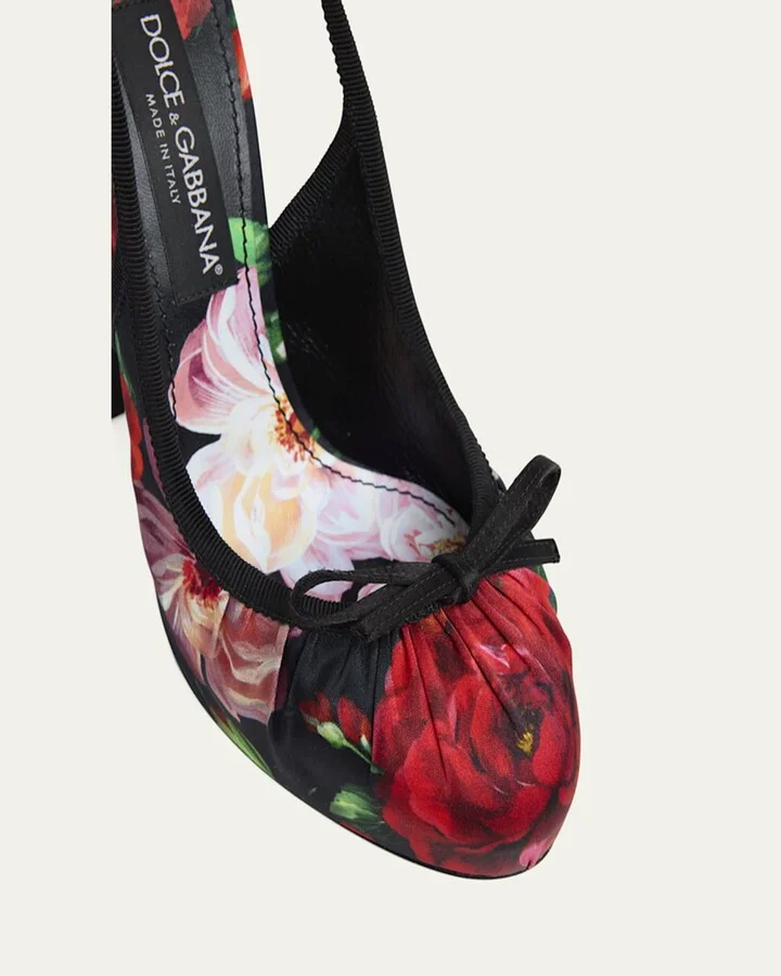 Slingback Floral Ballerina Stiletto Pumps - Image 4