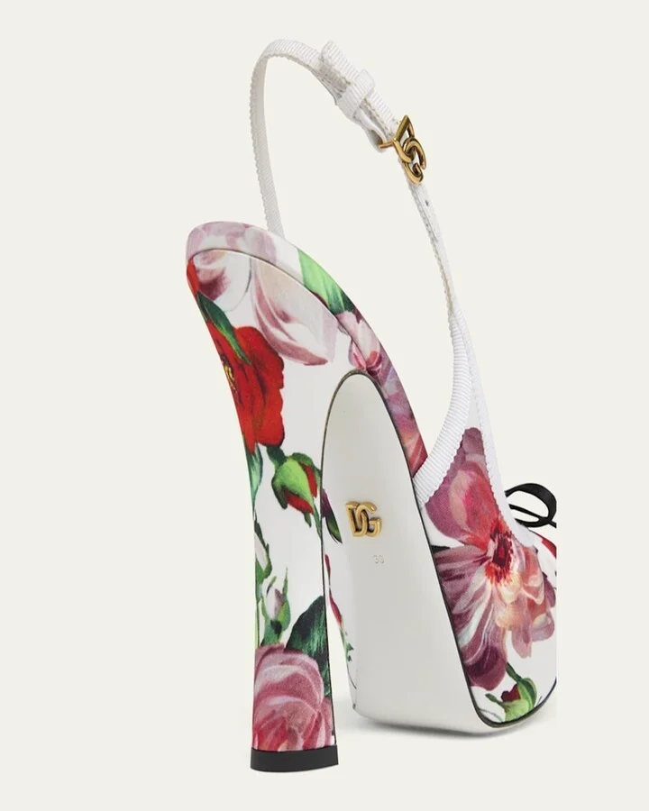 Slingback Floral Ballerina Stiletto Pumps - Image 8