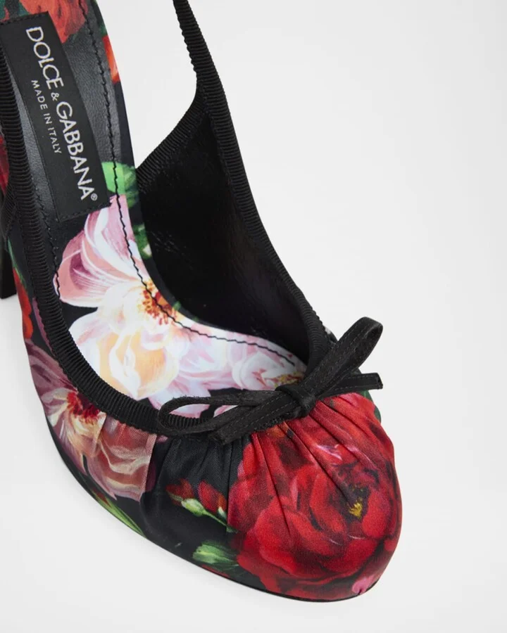 Slingback Floral Ballerina Stiletto Pumps - Image 2