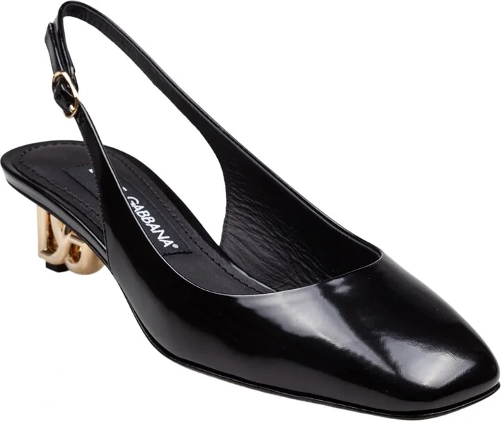 Slingback In Black Patent Leather With Dg Heel - Image 2