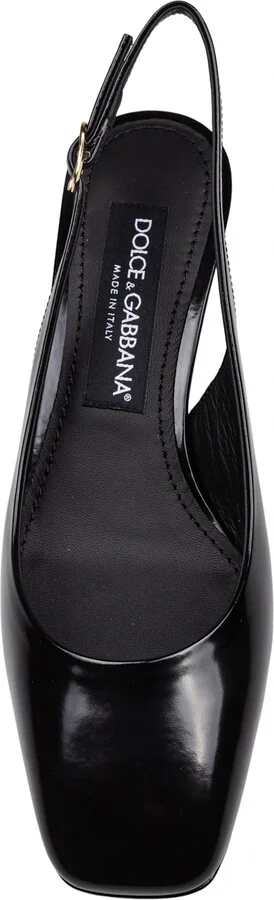 Slingback In Black Patent Leather With Dg Heel - Image 3