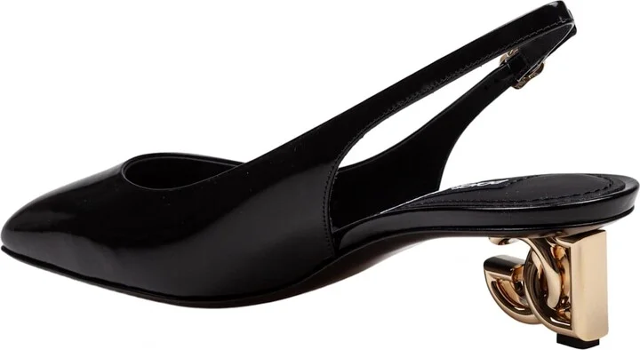 Slingback In Black Patent Leather With Dg Heel - Image 4