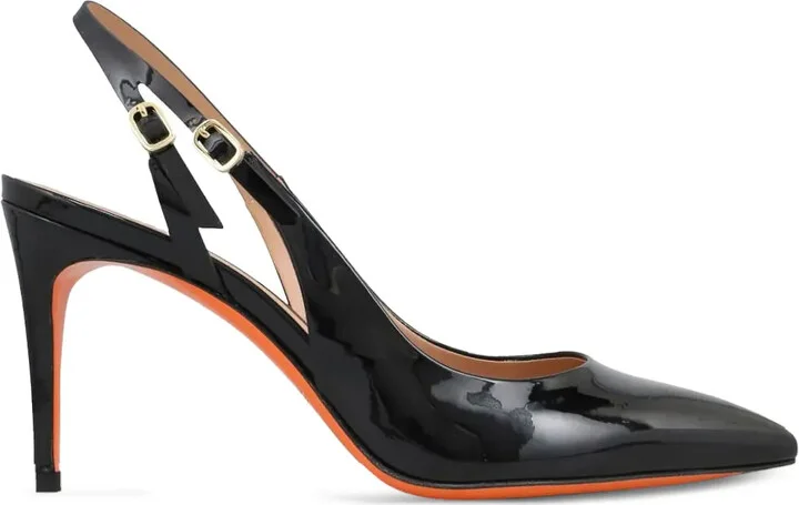 Slingback Leather Heeled Pumps