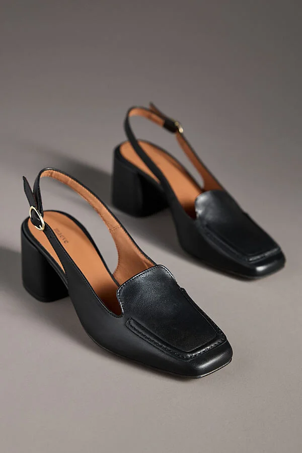 Slingback Loafer Block Heels