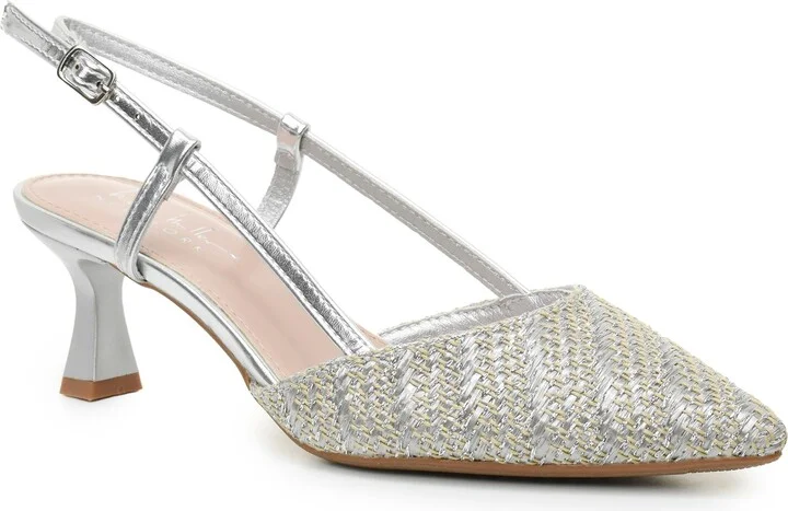 Slingback Metallic Woven Pump