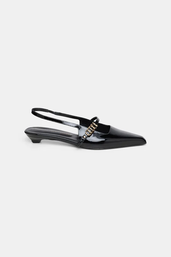 Slingback micro heels with signature D-rings