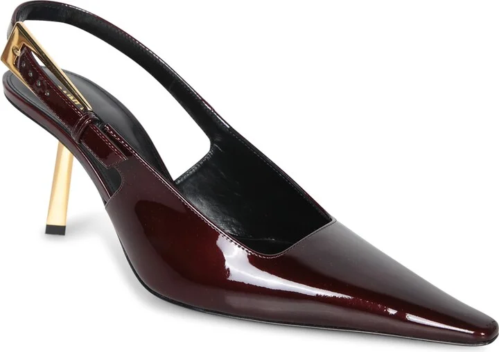 Slingback Patent Burgundy Pumps - Image 2