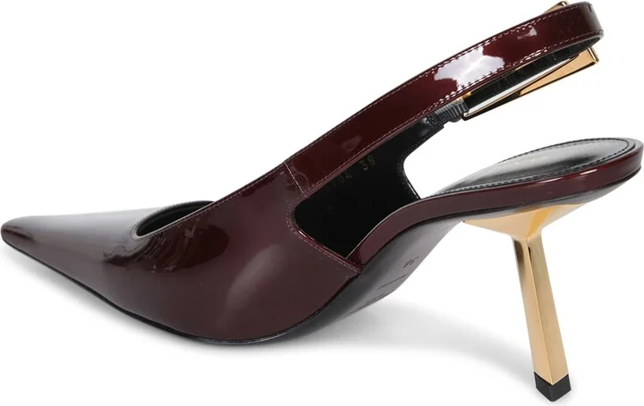 Slingback Patent Burgundy Pumps - Image 3