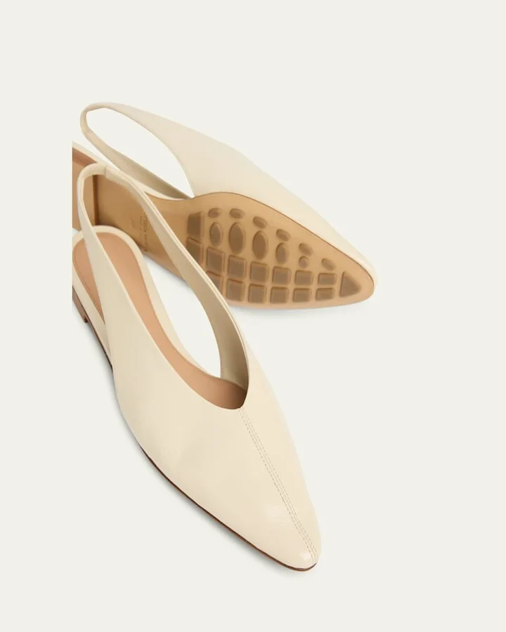 Slingback Pointed Leather Ballet Flats - Image 6