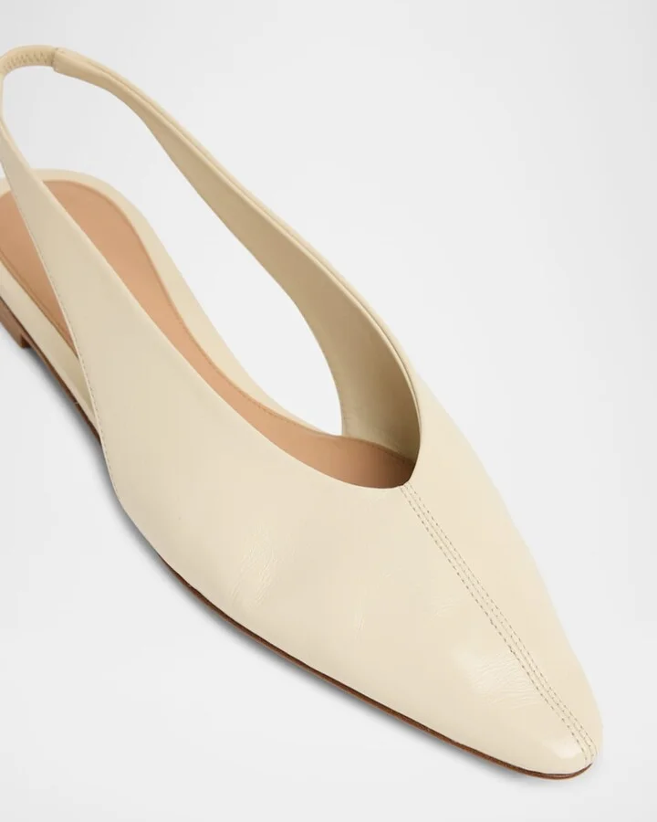 Slingback Pointed Leather Ballet Flats - Image 4