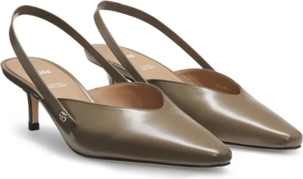 Slingback pumps in polished leather