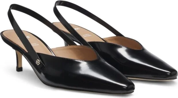 Slingback pumps in polished leather