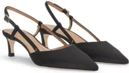 Slingback pumps in soft satin with pointed toe- Black Women's Pumps size 7