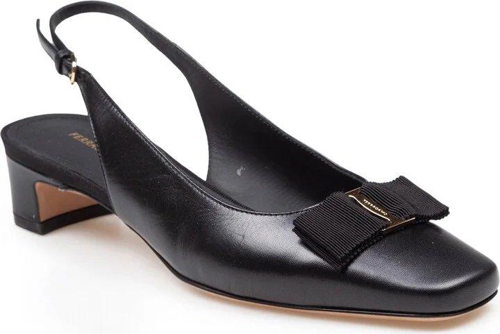 Slingback Rivalda In Black Leather - Image 2