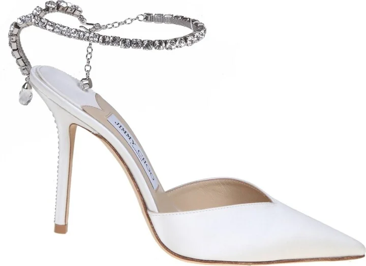 Slingback Saeda 100 In Satin With Applied Crystals