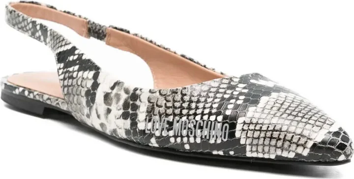 Slingback Snakeskin-Effect Ballet Flats - Image 2