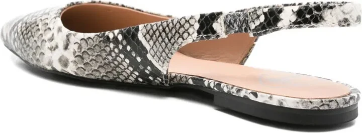 Slingback Snakeskin-Effect Ballet Flats - Image 3