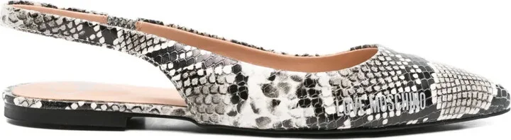 Slingback Snakeskin-Effect Ballet Flats
