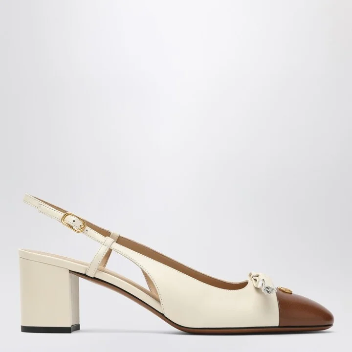 Slingback Valet Du Roi pumps in butter/tobacco