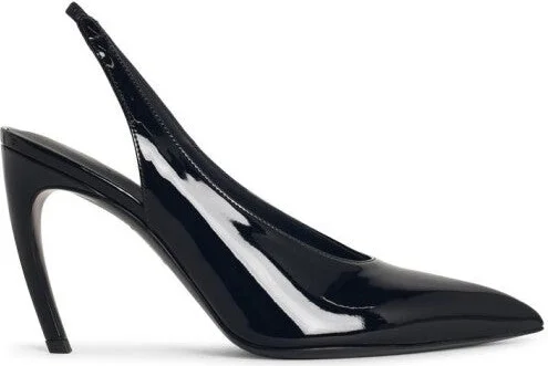 Slingback 'Viper' In Black Synthetic Paint