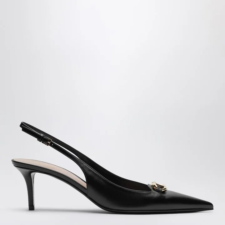 Slingback VLogo The Bold Edition black calfskin pumps